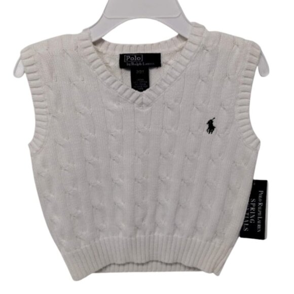 Polo by Ralph Lauren Y2K Sweater Vest 100 % Cotton Boys 2 T White with Logo NWT - Picture 5 of 10